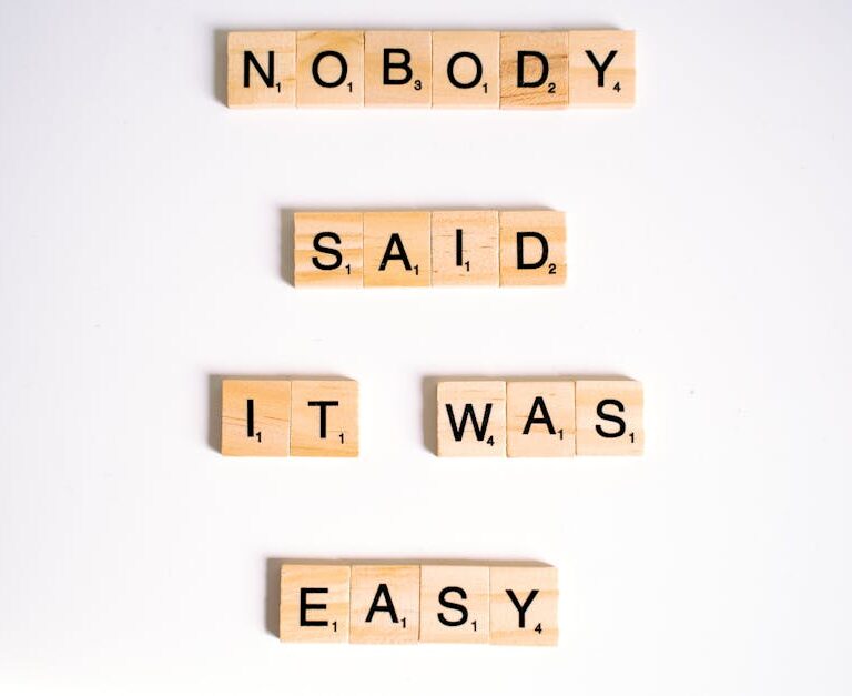 Kostki układająca się w napisz "nobody said it was easy"